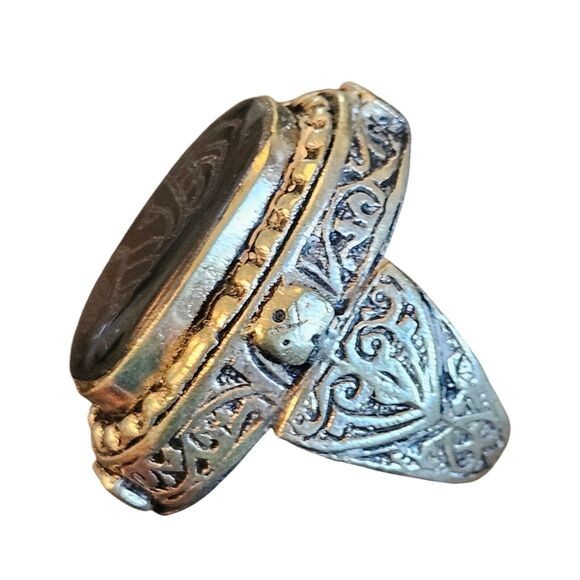 Islamic Ottoman Seal Ring Oval Size 9 Vintage Estate Jewelry - Picture 3 of 9